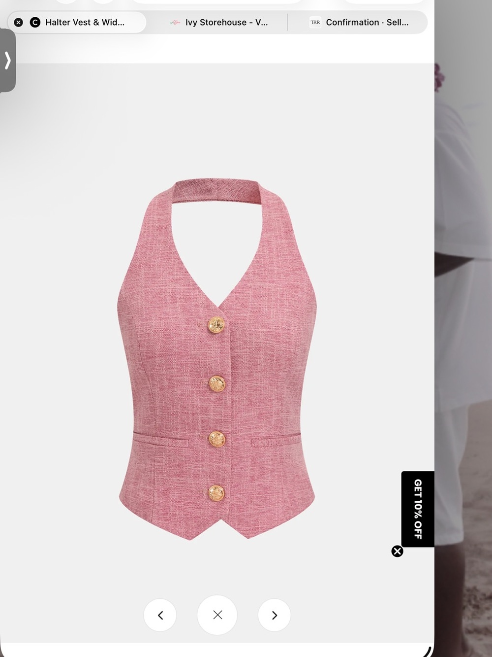 Commense Pink Halter Waistcoat with Wide-Leg Pants Size M - Picture 2 of 6